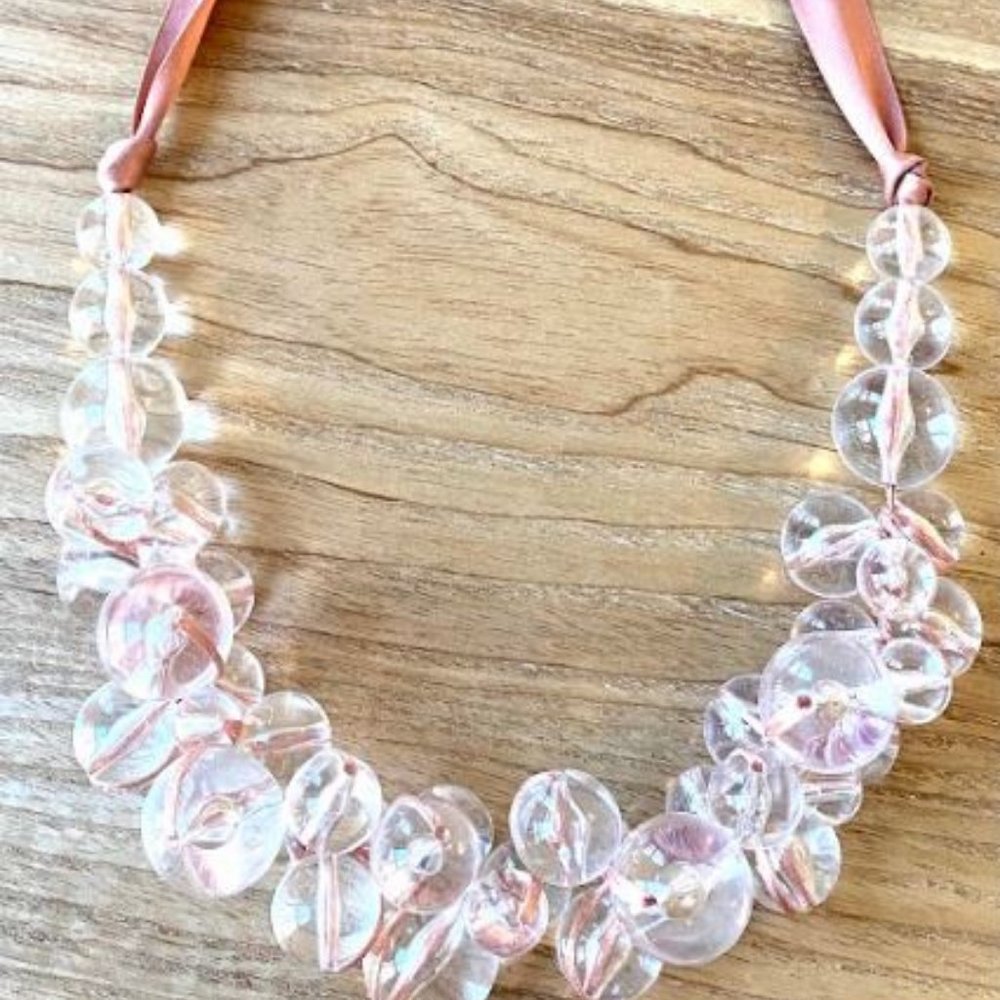 Pink Satin Ribbon Statement Necklace